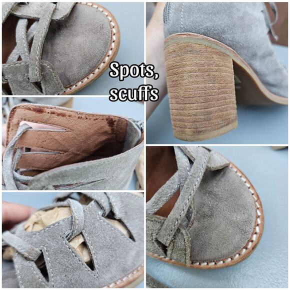 Suede Open Toe Bootie Jeffrey Campbell Size 10 Taupe Leather Ghillie Sandal Boot - Picture 9 of 13